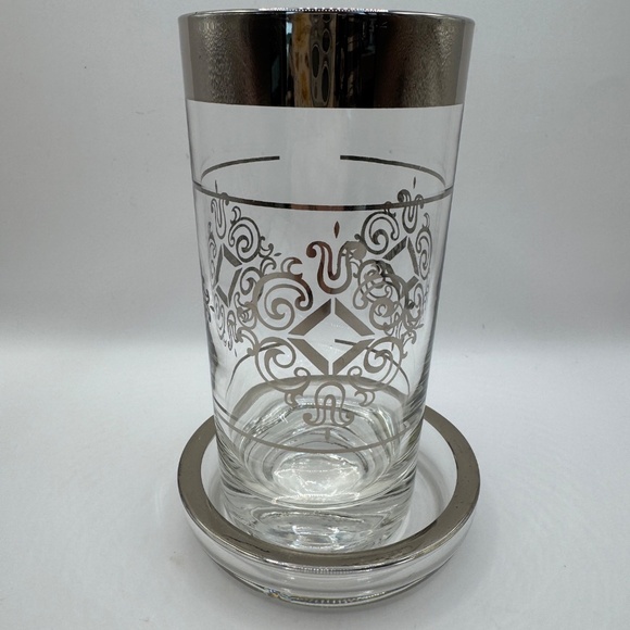 Vintage Kimiko Highball Tumblers and Glass Coaster set in Chrome Carrier. EUC - Picture 4 of 14
